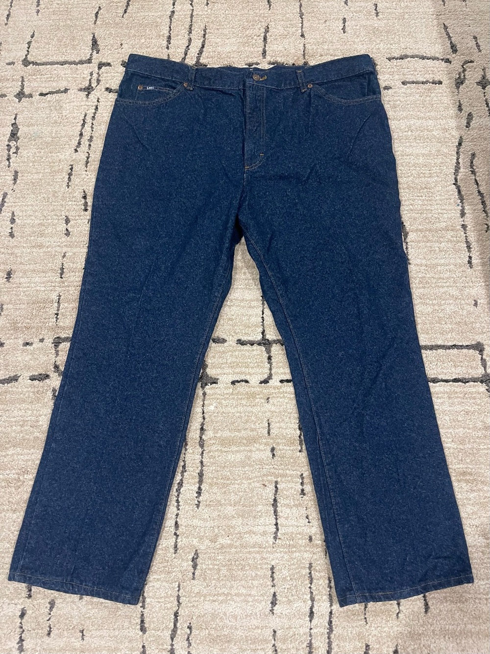Vintage 80s Lee Jeans Men’s Size 44x30 Dark Wash Made in USA Fuzzy Denim NEW